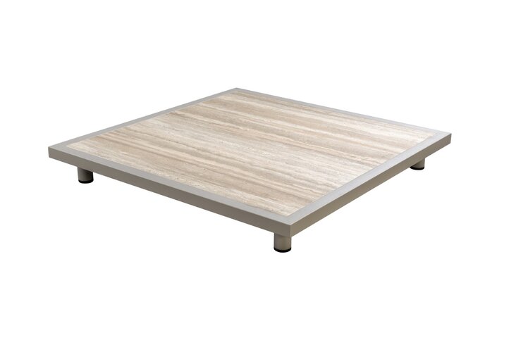 Yoi Vallon coffee table 100x100cm alu salix - travertin ceramic top - afbeelding 1