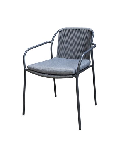 Yoi Vedella dining chair dark grey frame rope grey  mixed grey zitkussen - afbeelding 1