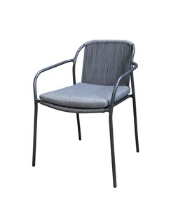 Yoi Vedella dining chair dark grey frame rope grey  mixed grey zitkussen - afbeelding 1