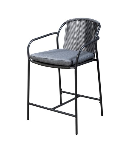 Yoi Vedella high dining chair dark grey frame grey rope  mixed grey zitkussen - afbeelding 1